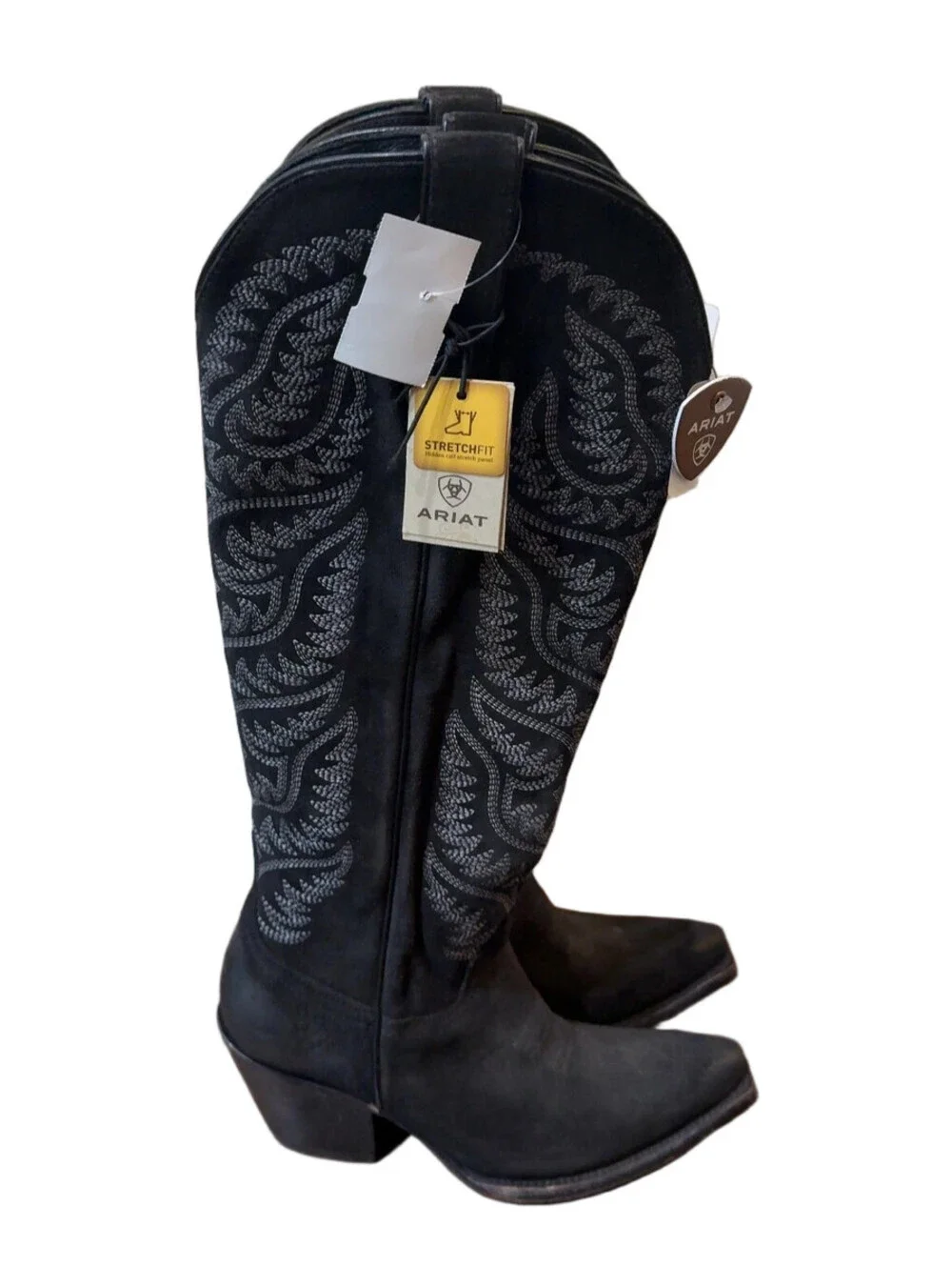 Ariat Women's Black Suede Western Boots Size 8.5 M 10046988 StretchFit